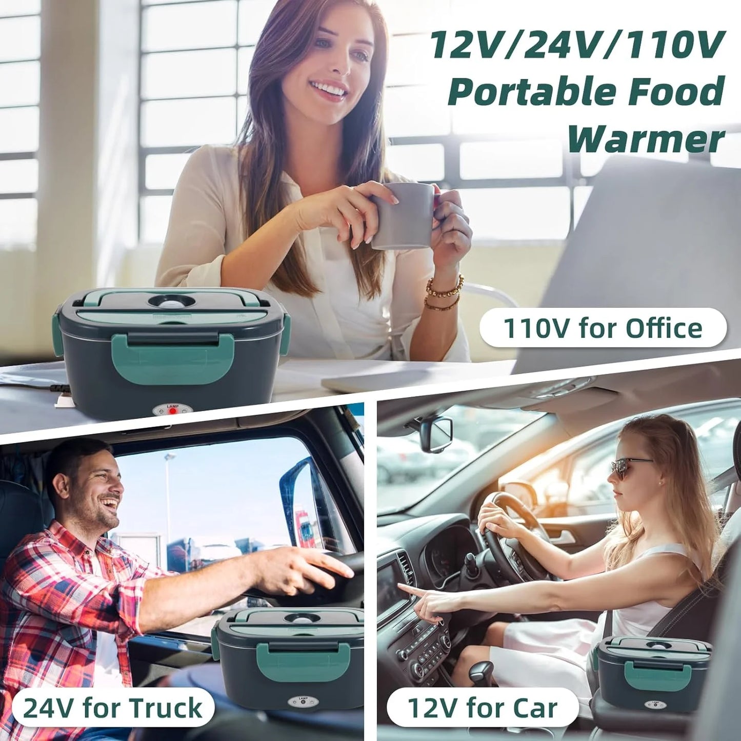 Transform Your Meals with the 12V/24V/110V Stainless Steel Electric Heating Lunch Box - Perfect for Home, Car, Office, and School!