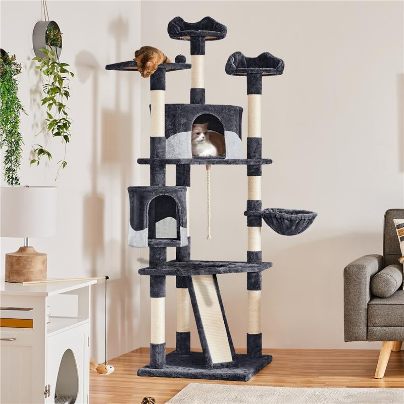 Discover the Yaheetech 79" Modern Cat Tree: Ultimate Playground with Condos, Perches, and Sisal Scratching Posts for Happy Indoor Cats!