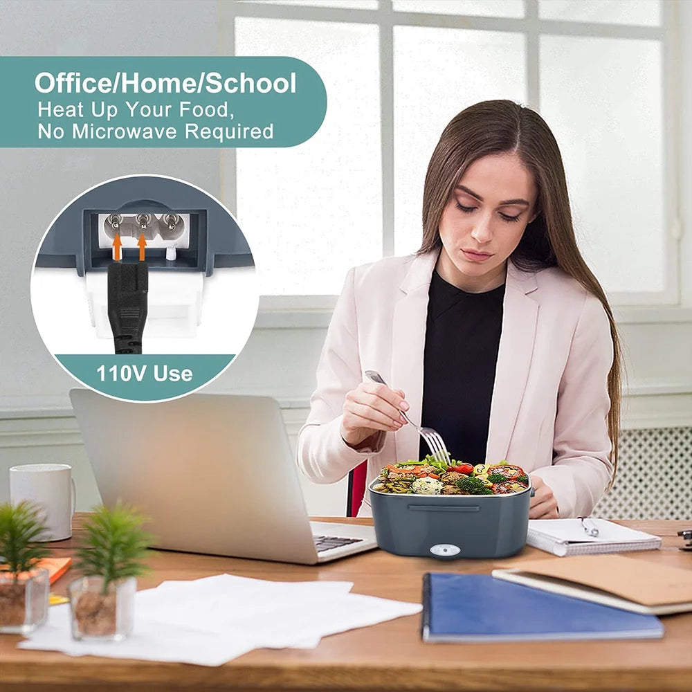 Transform Your Meals with the 12V/24V/110V Stainless Steel Electric Heating Lunch Box - Perfect for Home, Car, Office, and School!